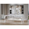 Consola Extensible Madera Blanca 8 Personas 48 A 204 Cm Landie-base Y Soporte Con Ruedas