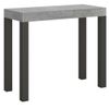 Consola Extensible Evy Gris Hormigón Con Patas De Metal Antracita, 14 Plazas, De 40 A 300 Cm-soporte 4 Pies