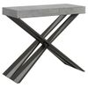 Consola Extensible De Diseño Gris Efecto Hormigón Con Patas Cruzadas De Metal Gris Diair De 40 A 196 Cm-soporte 2 Pies-3 Alargaderas Gruesas