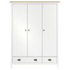 Armario De 3 Puertas Hill Range Madera Pino Blanco 127x50x170cm