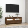 Mueble De Tv Con Luces Led Marrón Roble 100x35x40 Cm