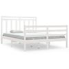 Estructura De Cama Doble Madera Maciza Blanca 135x190 Cm