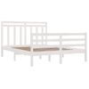 Estructura De Cama Doble Madera Maciza Blanca 135x190 Cm