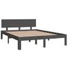 Estructura De Cama Doble Madera Maciza Gris 135x190 Cm