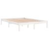 Estructura De Cama De Madera Maciza Blanca 140x200 Cm