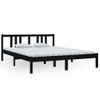 Estructura De Cama Madera Maciza Negro Tamaño King 150x200 Cm