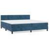 Cama Box Spring Con Colchón Terciopelo Azul Oscuro 200x200 Cm