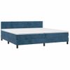 Cama Box Spring Con Colchón Terciopelo Azul Oscuro 200x200 Cm