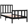 Estructura De Cama Individual Madera Maciza Negra 90x190 Cm