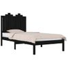 Estructura De Cama Individual Madera Maciza Negra 90x190 Cm