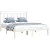 Estructura De Cama Doble Pequeña Madera Maciza Blanca 120x190cm