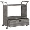 Carrito De Bar Con Cajón Ratán Sintético Gris 100x45x97 Cm