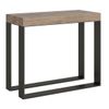 Consola Extensible De Madera Clara Con Patas De Metal Antracita, 8 Plazas, 40 A 196 Cm Elatra-base Y Soporte Con Ruedas-3 Alargaderas Finas