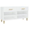 Mueble Zapatero Madera Contrachapada Blanco Brillo 102x35x55 Cm