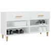 Mueble Zapatero Madera Contrachapada Blanco Brillo 102x35x55 Cm