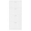 Mueble Zapatero Madera Contrachapada Blanco Brillo 59x17x150 Cm