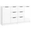 Aparadores 2 Uds Madera Contrachapada Blanco Brillo 60x30x70 Cm