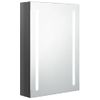 Armario De Baño Con Espejo Led Gris Brillante 50x13x70 Cm