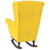 Silla Mecedora Patas De Madera De Caucho Terciopelo Amarillo