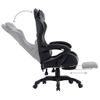 Silla Gaming Con Reposapiés Cuero Sintético Gris Y Negro