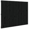 Cabecero De Cama Pared Madera Maciza Pino Negro 146,5x3x110 Cm