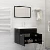 Set Muebles De Baño 2 Piezas Madera De Ingeniería Negro Brillo