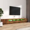 Set De Muebles Tv Con Leds 3 Pzas Contrachapada Roble Ahumado Marrón