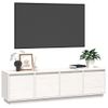 Mueble De Tv Madera Maciza De Pino Blanco 156x37x45 Cm