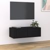 Mueble De Tv Colgante Madera Contrachapada Negro 80x36x25 Cm