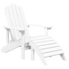 Silla De Jardín Adirondack Con Reposapiés Y Mesa Hdpe Blanco