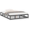 Estructura De Cama De Madera Maciza Gris King Size 150x200 Cm