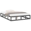 Estructura De Cama De Madera Maciza Gris King Size 150x200 Cm