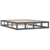 Estructura De Cama De Madera Maciza Gris King Size 150x200 Cm