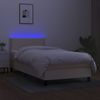 Cama Box Spring Colchón Y Luces Led Tela Crema 80x200 Cm