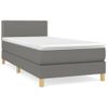 Cama Box Spring Con Colchón Tela Gris Oscuro 90x190 Cm