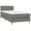 Cama Box Spring Con Colchón Tela Gris Oscuro 90x190 Cm