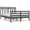 Estructura De Cama De Madera Maciza Doble 4ft6 135x190 Cm Gris