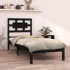 Estructura De Cama Madera Maciza Negro Individual 75x190 Cm