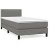 Cama Box Spring Con Colchón Tela Gris Oscuro 80x200 Cm