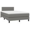 Cama Box Spring Con Colchón Y Led Tela Gris Oscuro 120x200 Cm