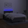 Cama Box Spring Con Colchón Y Led Tela Gris Oscuro 120x200 Cm