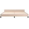 Estructura De Cama Cabecero Cuero Sintético Capuchino 200x200cm Marrón