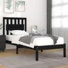 Estructura De Cama Individual Madera Maciza Negra 90x190 Cm