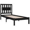 Estructura De Cama Individual Madera Maciza Negra 90x190 Cm