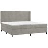 Cama Box Spring Con Colchón Terciopelo Gris Claro 200x200 Cm