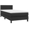 Cama Box Spring Y Colchón Led Cuero Sintético Negro 90x190 Cm