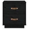 Mesita De Noche Madera Maciza De Pino Negro 40x34x45 Cm