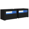 Mesitas De Noche Con Luces Led 2 Uds Negro 60x35x40 Cm