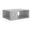 Mesa De Centro Madera Contrachapada Gris Hormigón 90x67x33 Cm