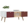 Mesa De Centro Con Cajones Madera Contrachapada 80x40x35,5 Cm Blanco